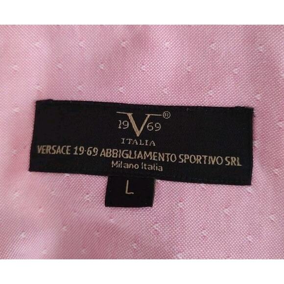 Men's Versace Modern Fit 1969 Italia Pink Long-sleeved Button Up Shirt - Large - Picture 2 of 4